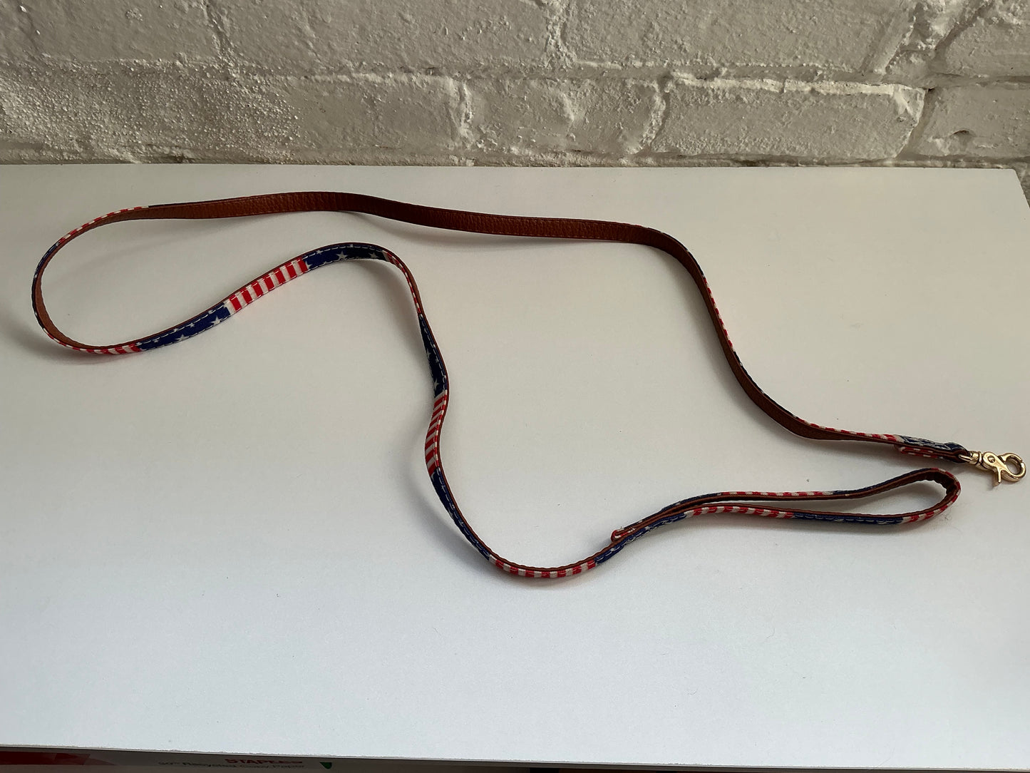4’ American Flag Dog Leash w/ Gold Clasp