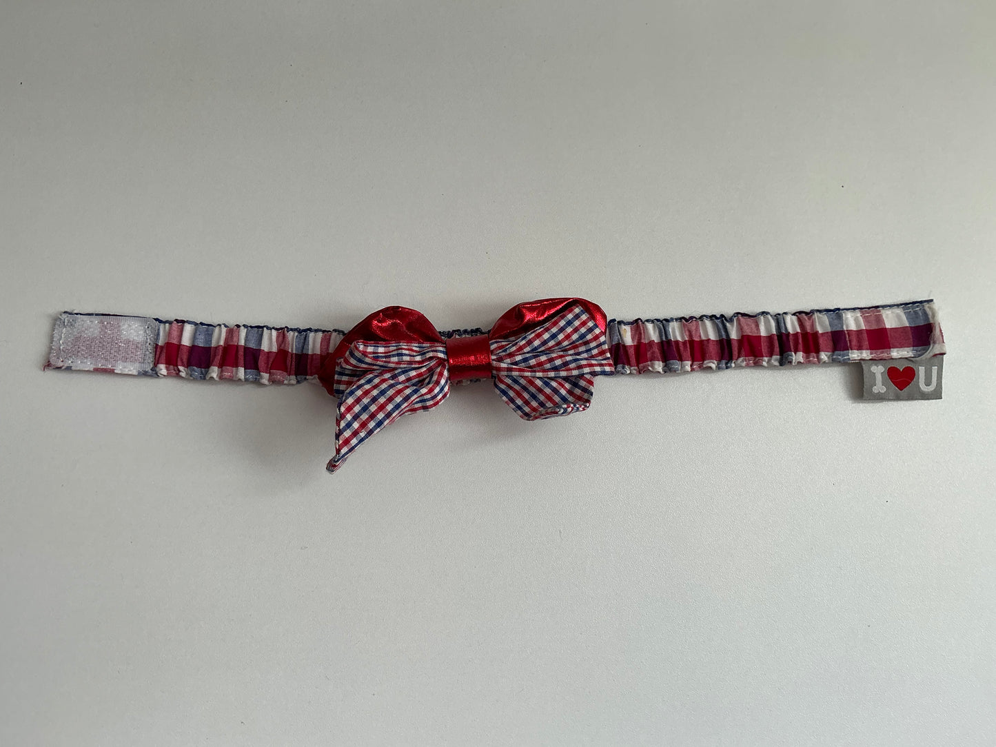 Red/White/Blue Fourth of July Velcro Collar w/ Bow Small