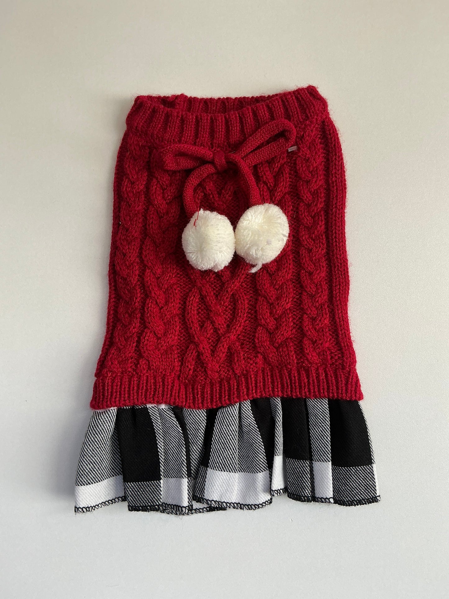 Friends Forever Red Knitted Sweater Dress with Plaid Skirt Size XS