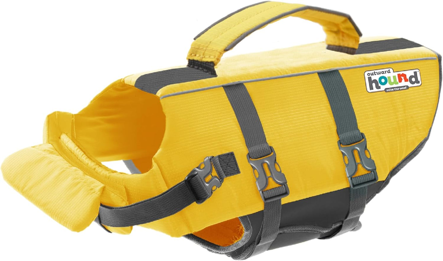 Outward Hound Granby Splash Dog Life Jacket, High-Buoyancy Dog Life Vest for Swimming, Boating, and Water Safety, XS, Yellow