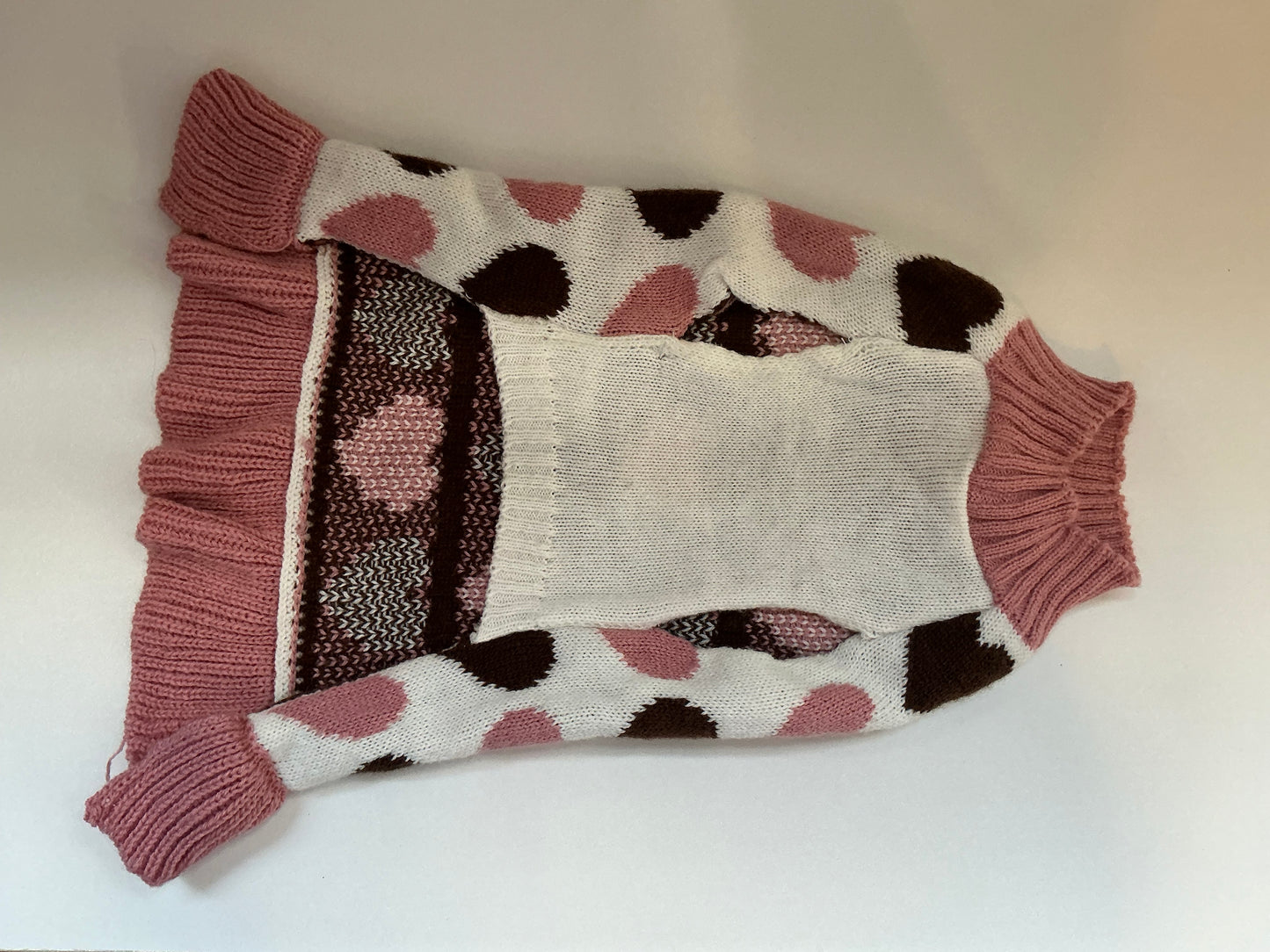 VibrantLife Pink/ White/ Brown Heart Knitted Sweater Dress Size Small