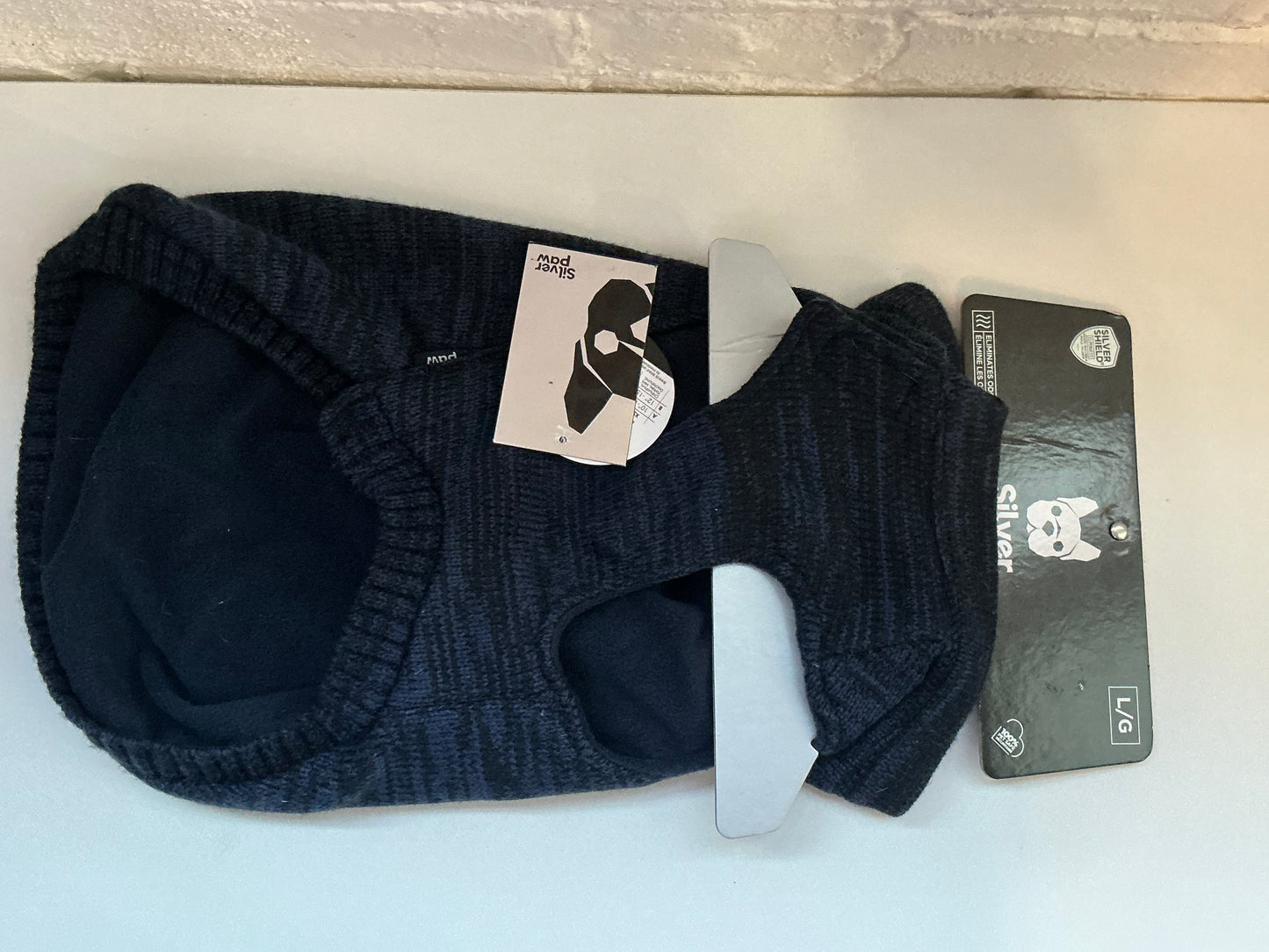 Silver Paw Anti-Odor/ Anti-Mold Dark Blue Dog Sweater Size Large