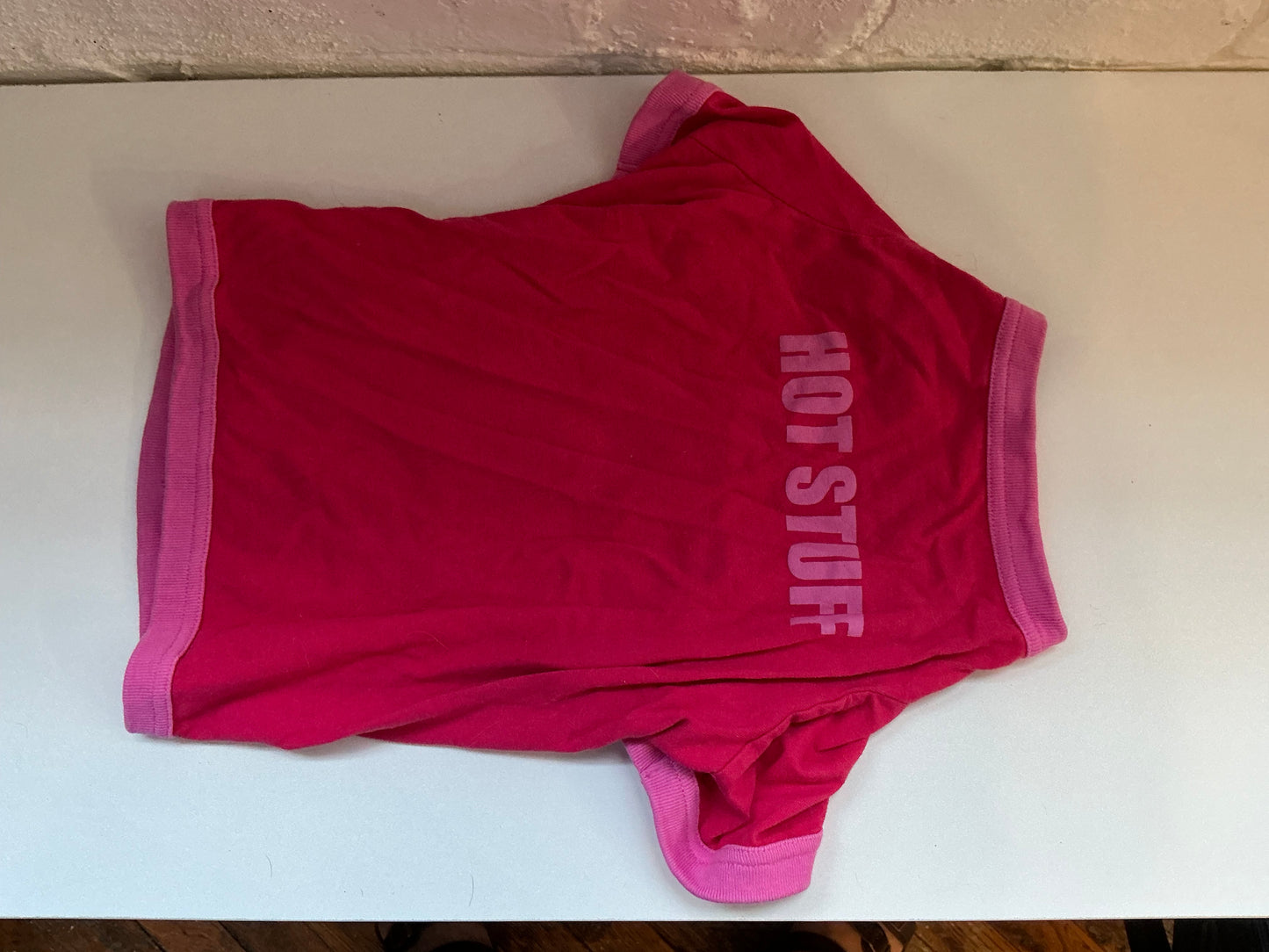 Old Navy Pink “Hot Stuff” Dog Shirt Size Small