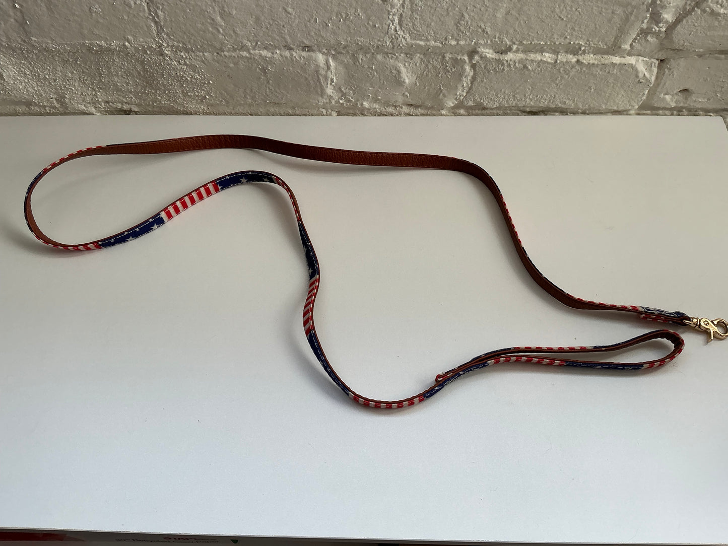 4’ American Flag Dog Leash w/ Gold Clasp