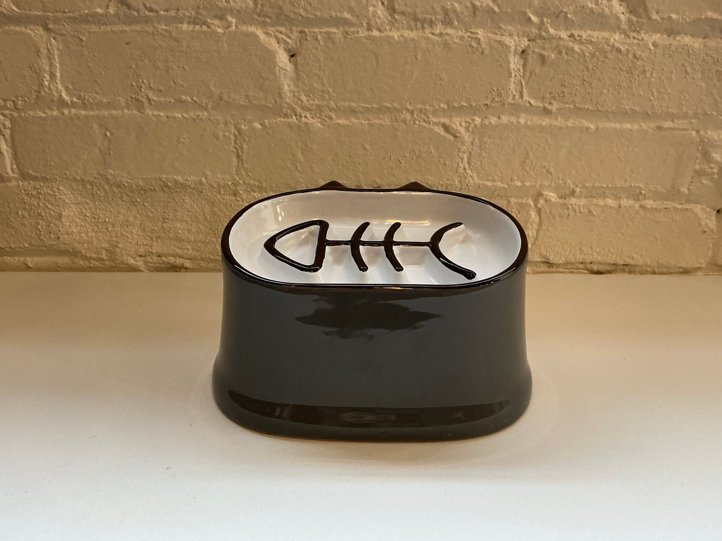 Y YHY Ceramic Slow Feeder Elevated Cat bowl Fish Bone