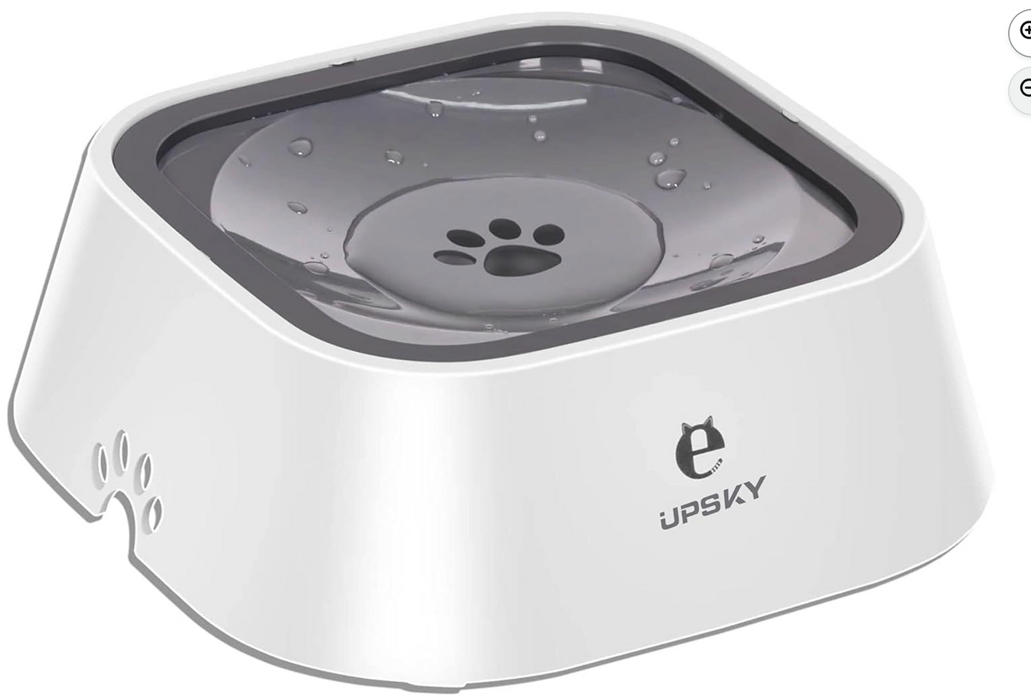 UPSKY No-Spill Pet Water Bowl- 35oz Gray and White