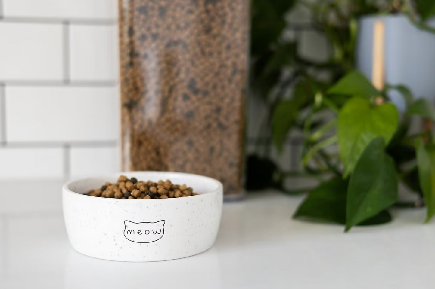 Pearhead Meow Ceramic Cat Bowl, Small