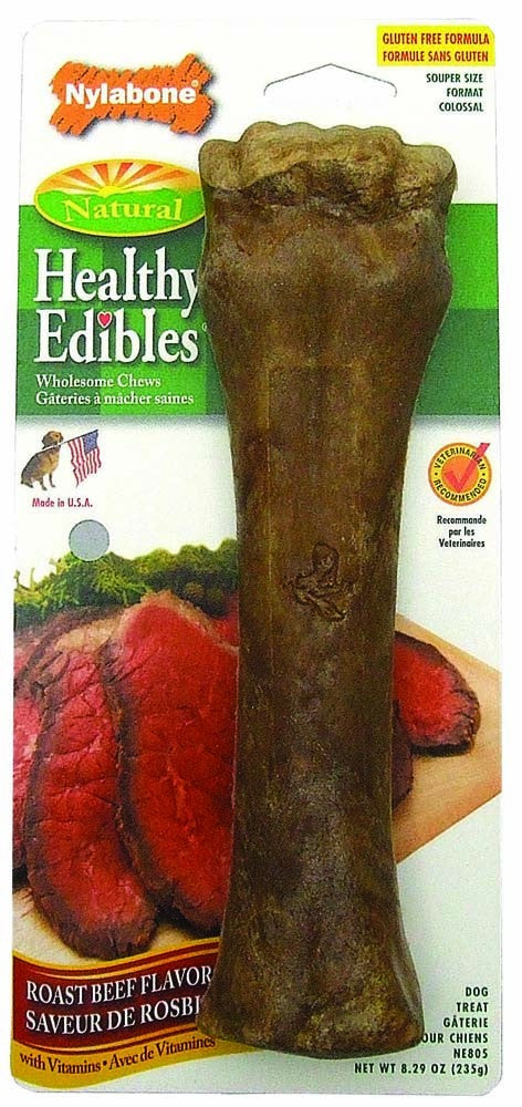 Nylabone Healthy Edibles All Natural Long Lasting Roast Beef Dog Chew, LG