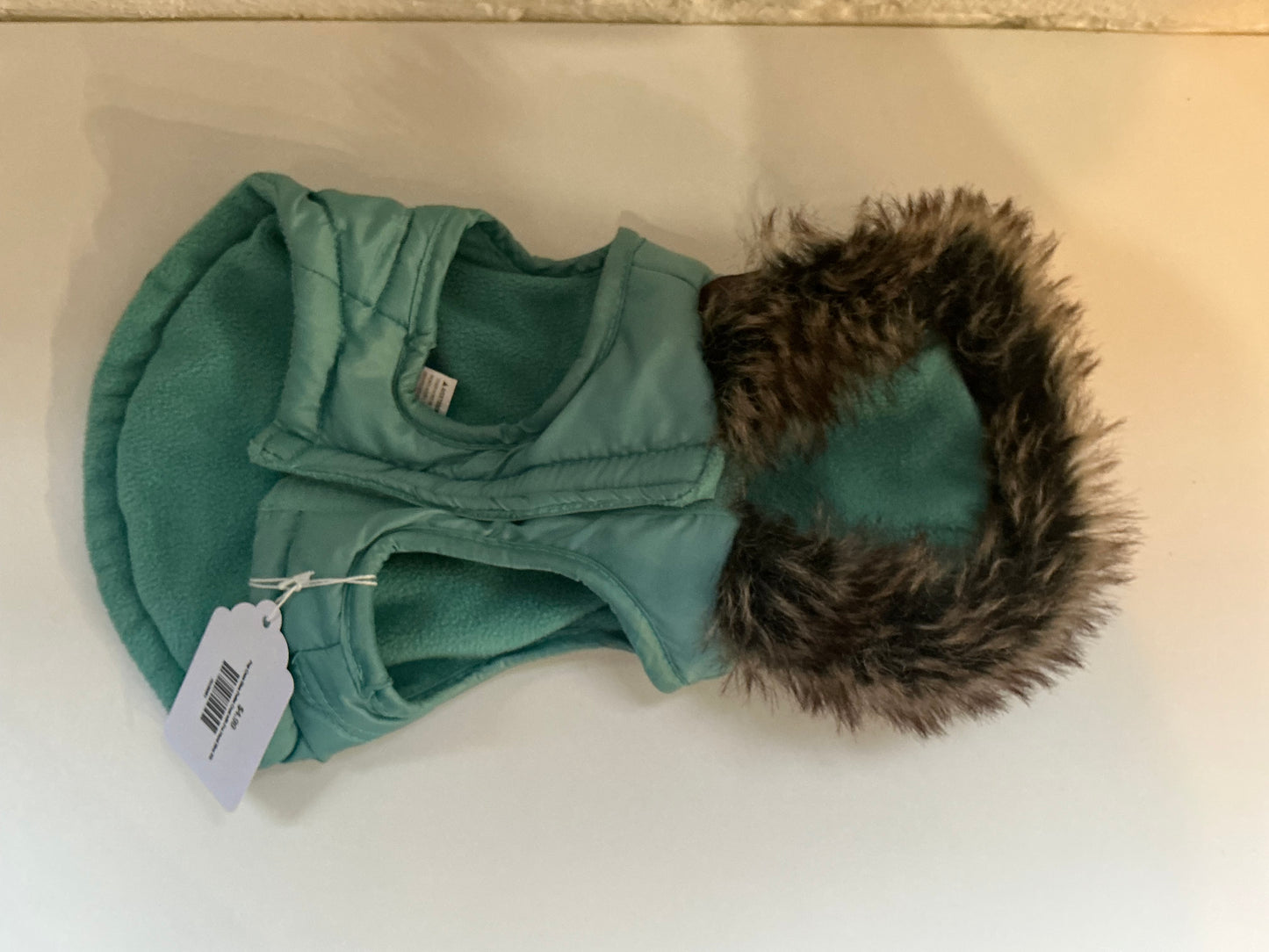 Pup Crew Blue Puffer Coat with Fur Hood Size XS