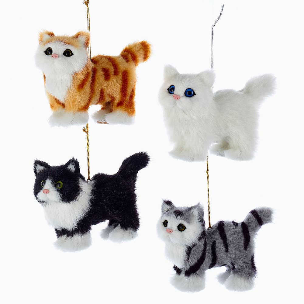 4.3" PLASTIC PLUSH CAT ORNAMENT Kurt S. Adler, Inc.