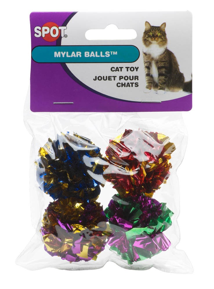 Spot Mylar Ball Cat Toy Multi-Color 1.5 in 4 Pack