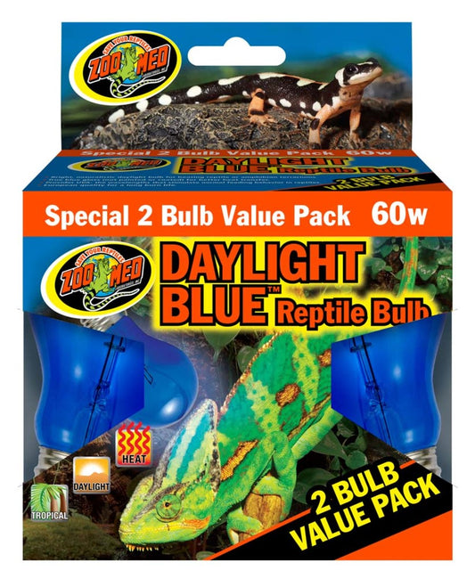 Zoo Med Daylight Blue Reptile Bulb Blue 60 W, 2 pk