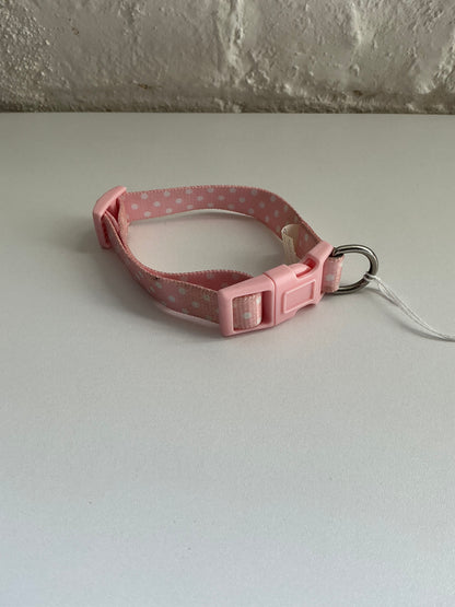 White and Pink Polka Dot Collar Small