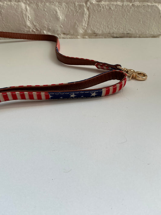 4’ American Flag Dog Leash w/ Gold Clasp