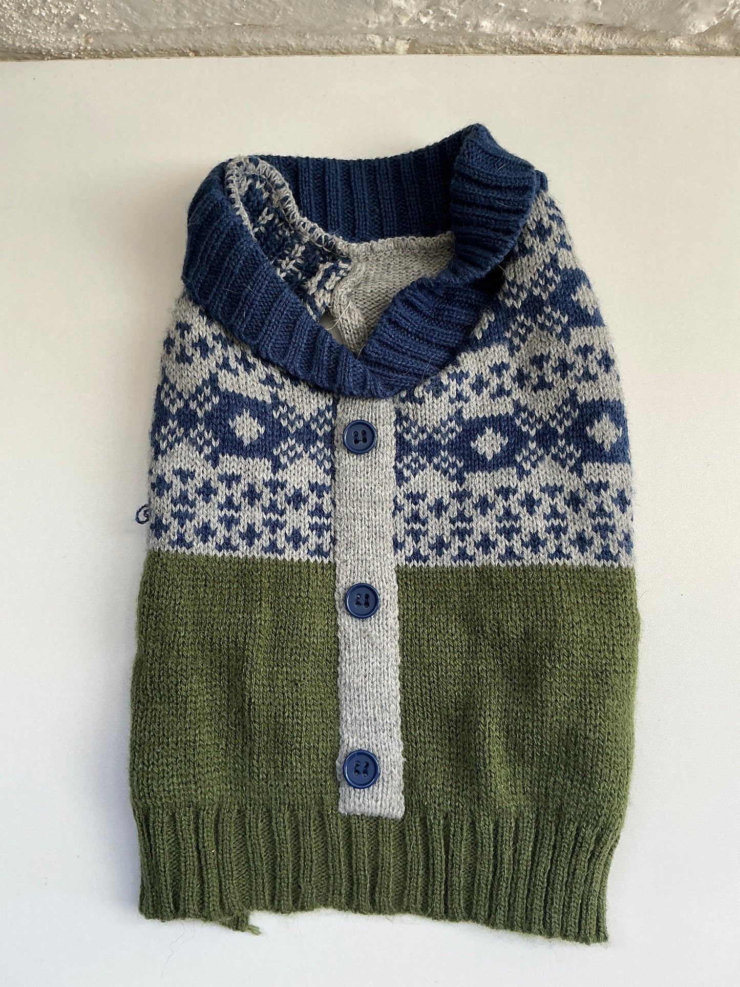 Green and Blue Knit Sweater Small