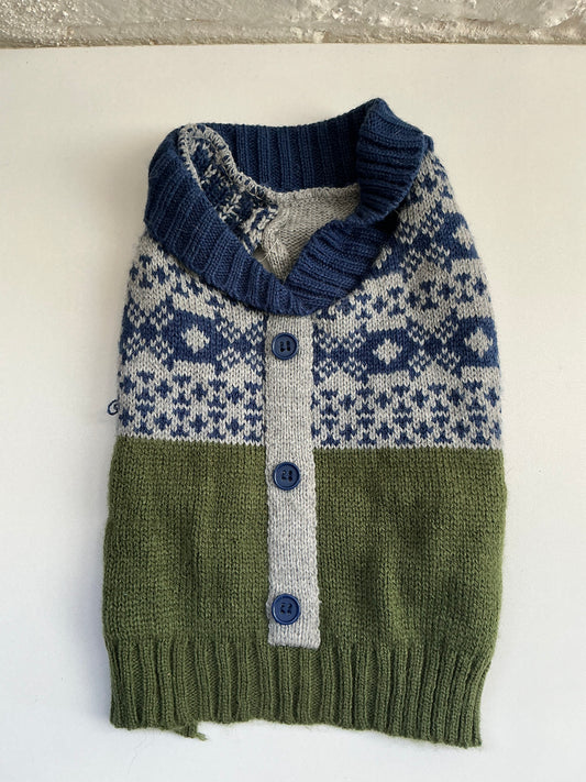 Green and Blue Knit Sweater Small