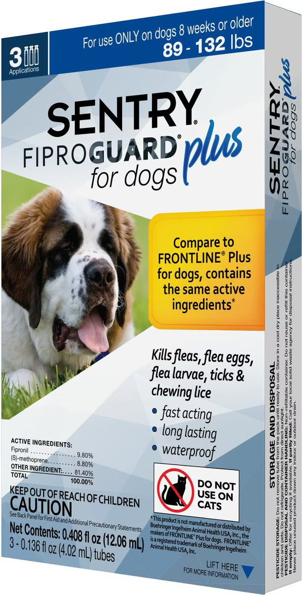 Sentry Fiproguard Plus for Dogs 89-132lbs - 3 Month Supply