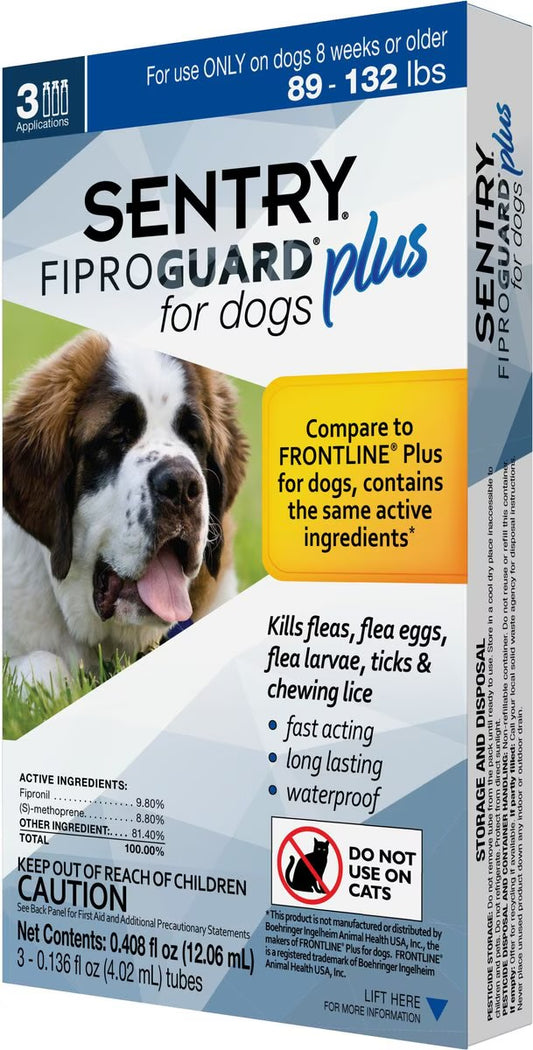 Sentry Fiproguard Plus for Dogs 89-132lbs - 3 Month Supply