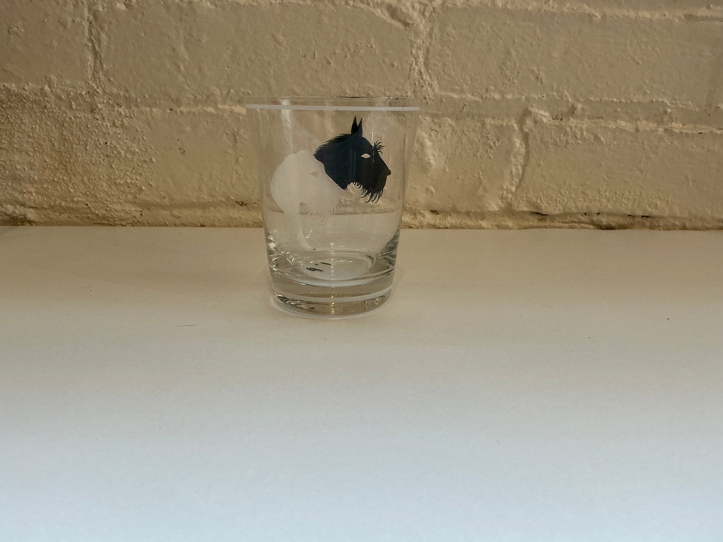 Terrier Black/White Vintage Glass Cups - Set of Three