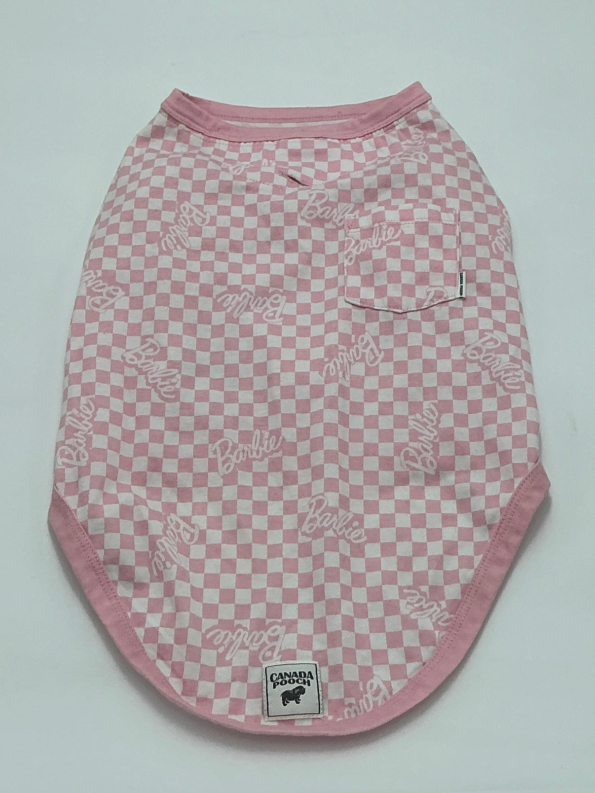 Barbie Checkered Dog Shirt- Med/Lg- Pink Indiana Pet Supply