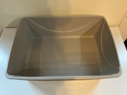 White Wooden Hidden Litter Box Cabinet with Scratcher and Grey Doors