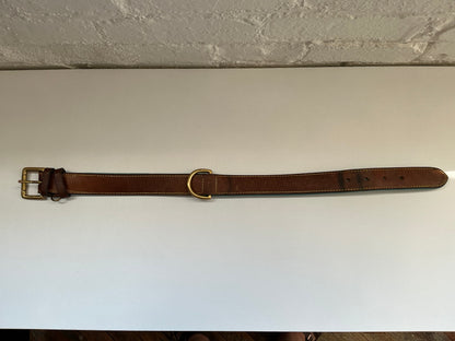 Leather Collar w/ Blue Size Large 17-21”
