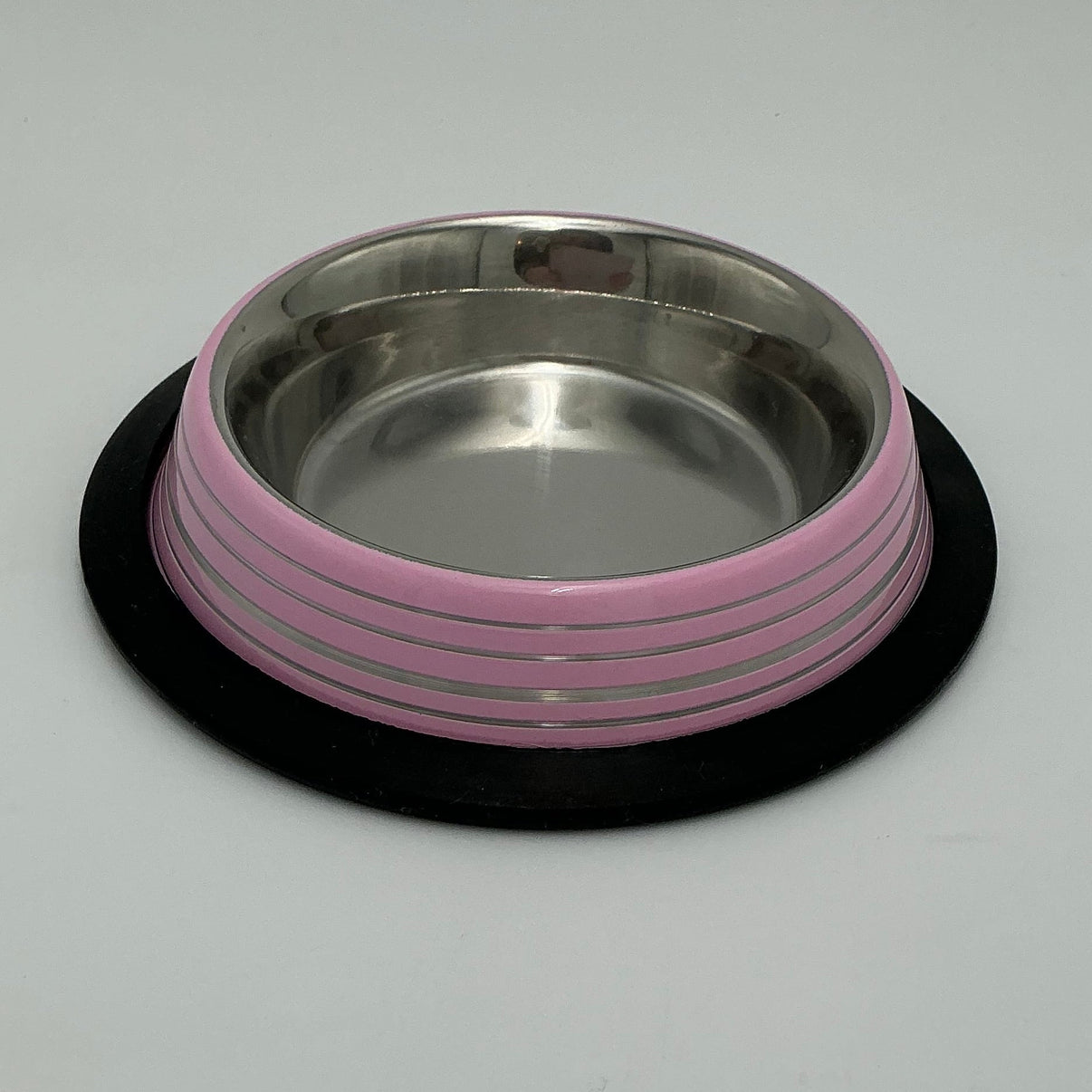 Stainless Steel Decorative Stripe Pet Bowl Non-Skid Rubber Base Indiana Pet Supply