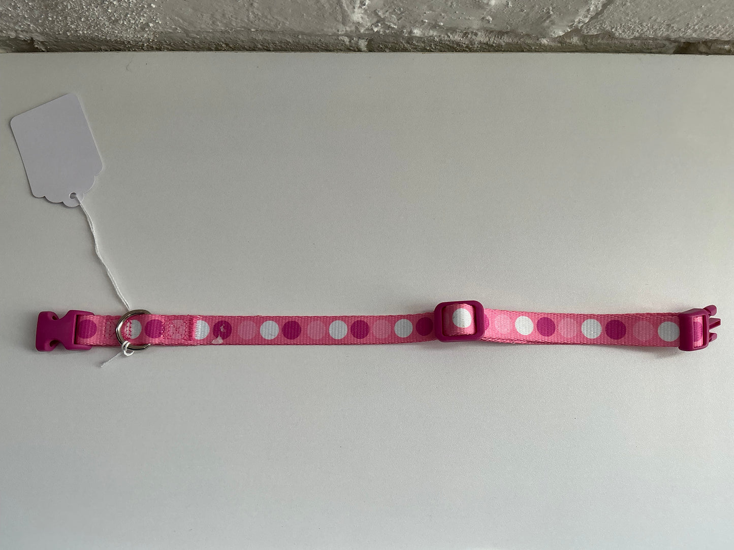 White and Pink Polka Dot Collar Medium