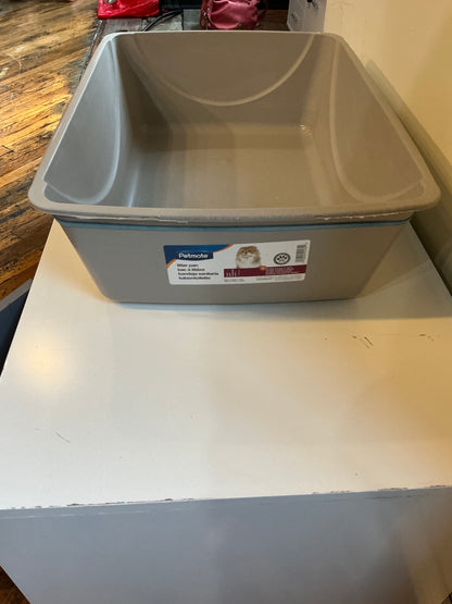 White Wooden Hidden Litter Box Cabinet with Scratcher and Grey Doors