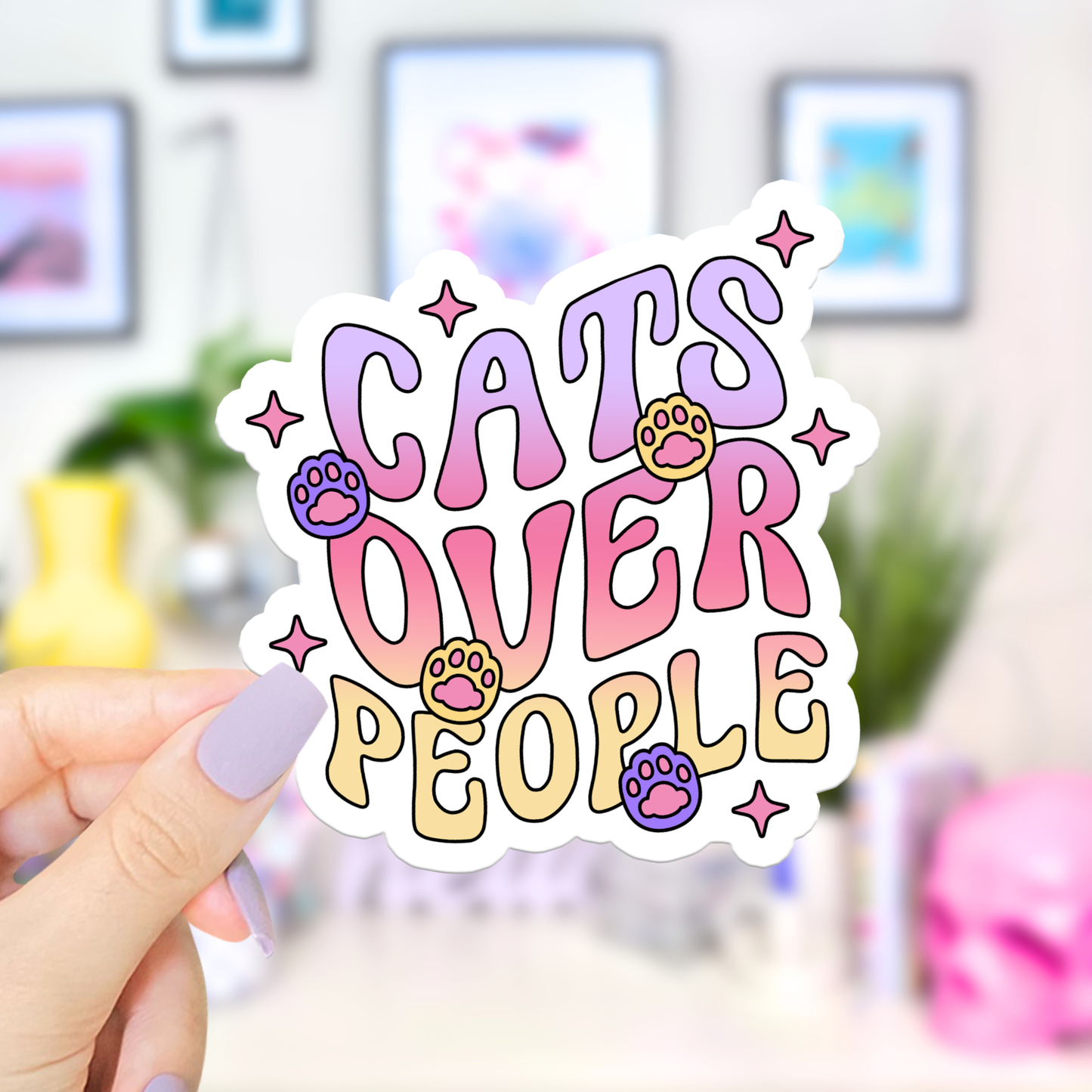 "Cats Over People" Waterproof Vinyl Sticker