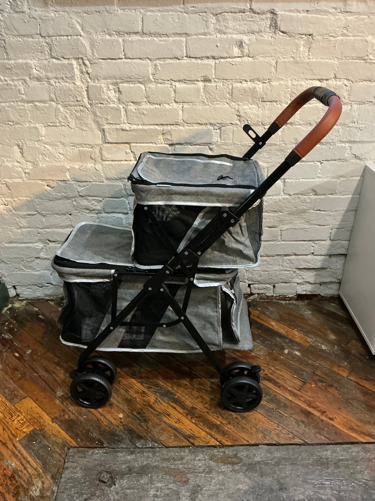 Lpotius Double-Decker Pet Stroller – Gray Indiana Pet Supply