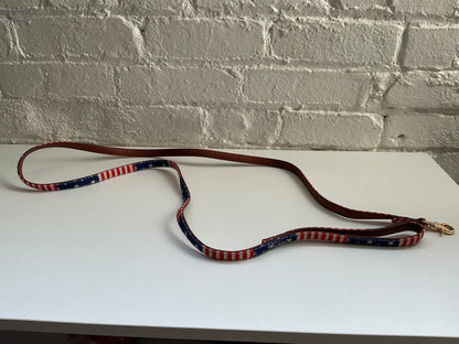 4’ American Flag Dog Leash w/ Gold Clasp