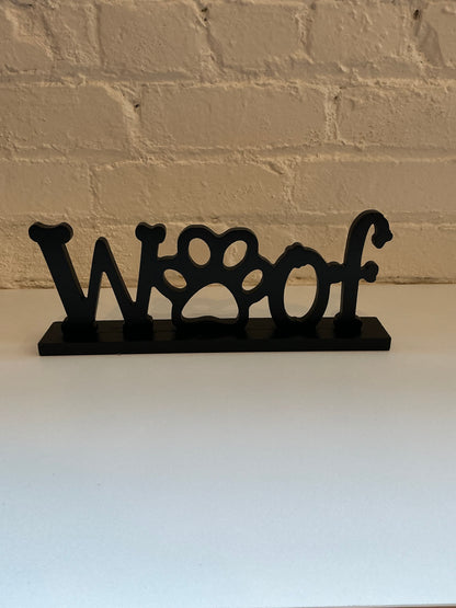 Wood "Woof" Cutout Display Decor