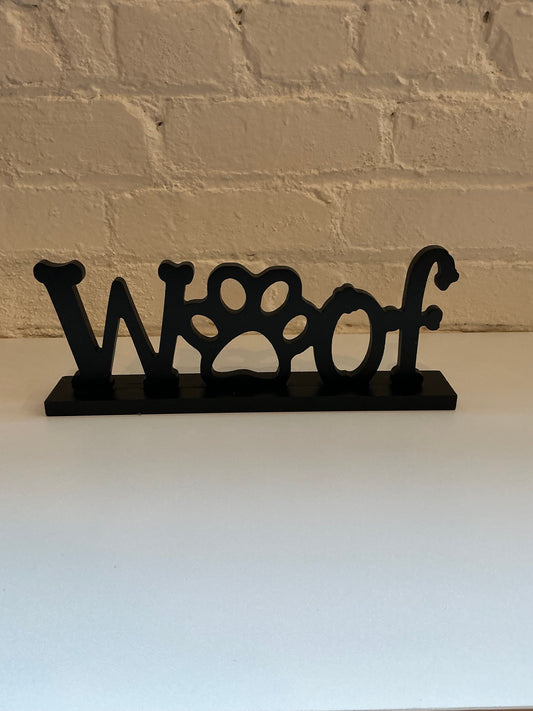 Wood "Woof" Cutout Display Decor