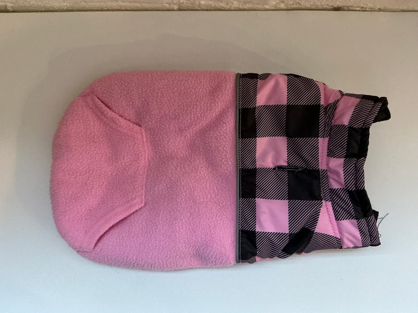 Medium weight plaid insulated Dog Pink Puffer Coat, Size Medium