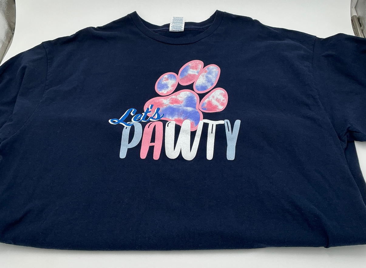 Let's PAWTY T-Shirt- 3XL- Navy Blue Indiana Pet Supply