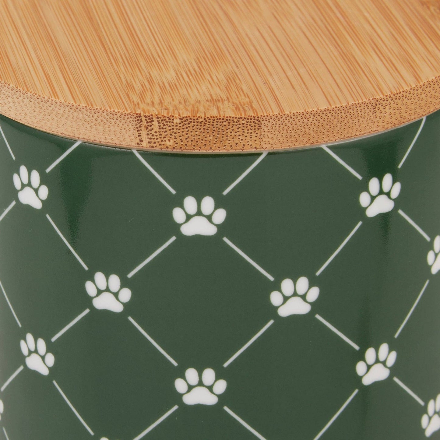 Hunter Green Trellis Paw Ceramic Treat Canister