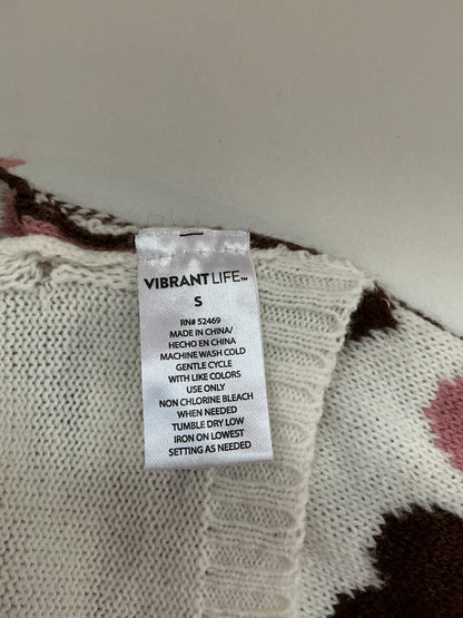 VibrantLife Pink/ White/ Brown Heart Knitted Sweater Dress Size Small