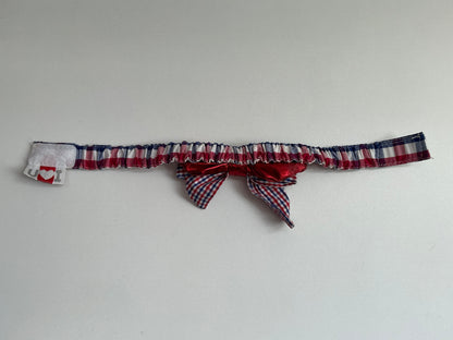 Red/White/Blue Fourth of July Velcro Collar w/ Bow Small