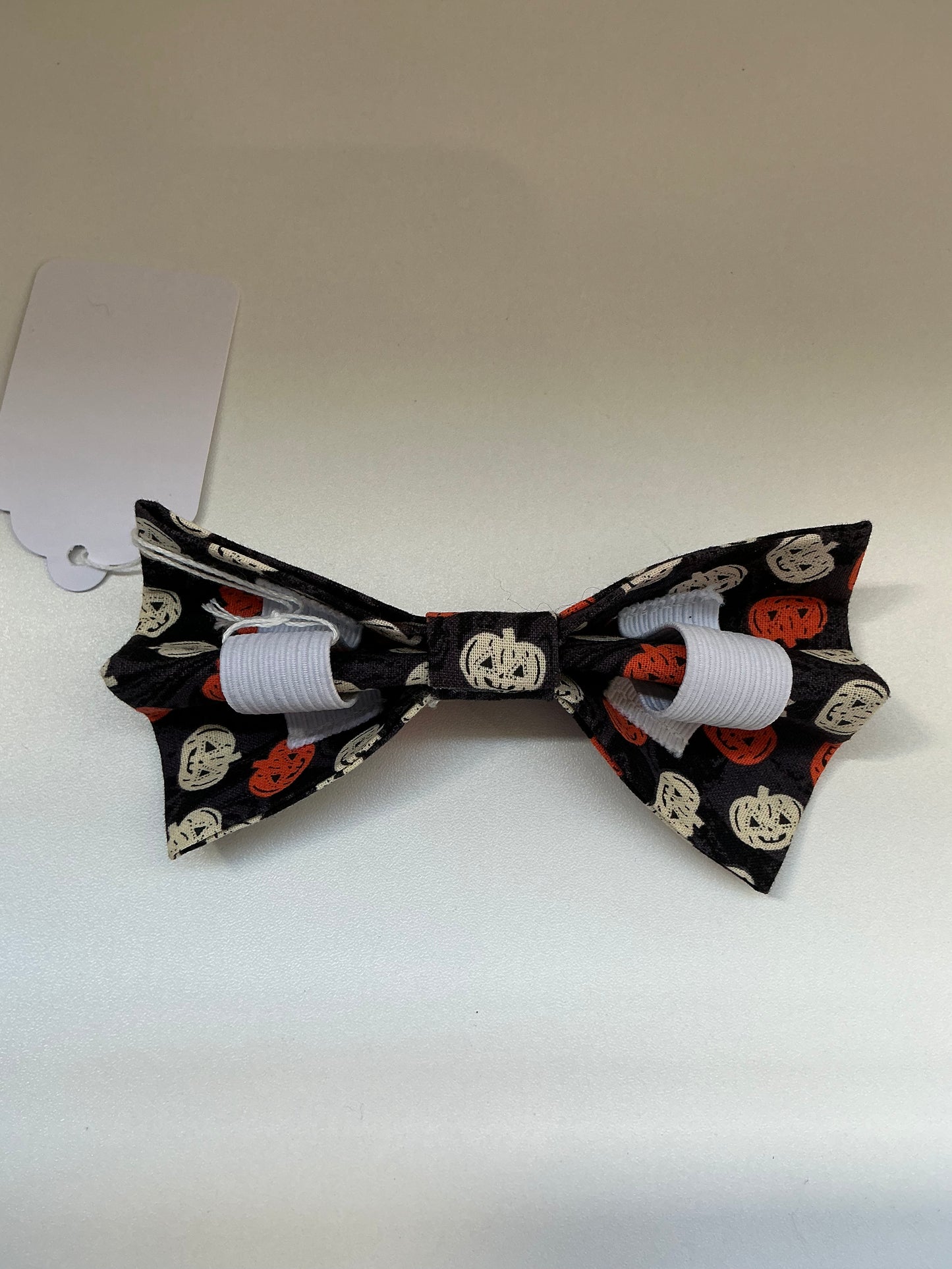 Orange and White Pumpkins Collar Bow