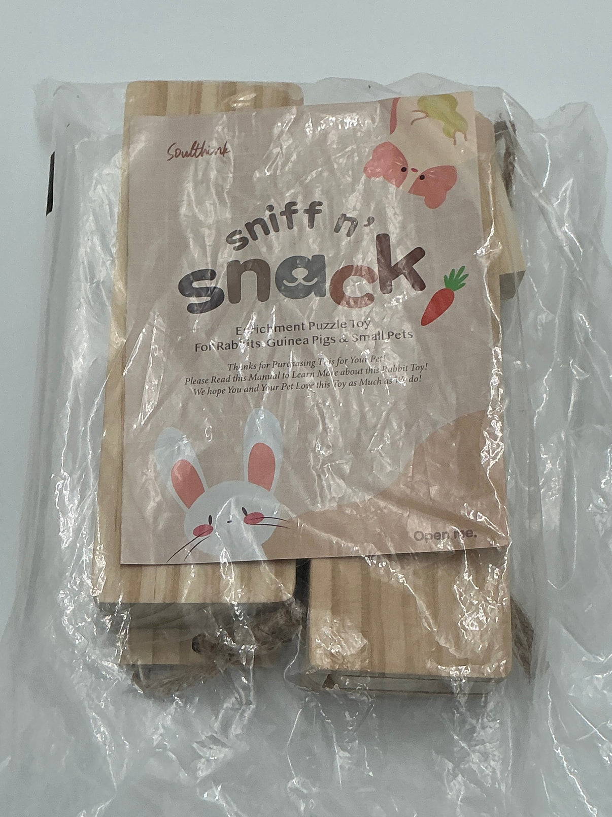 Interactive Wooden Pet Rabbit Toys - Sniff n' Snack Bunny Chew Toys for Rabbit Treats, Suited as Guinea Pig Toys, Hamster Toys for Boredom, Bunny Toys for Rabbits Keep Busy Indiana Pet Supply