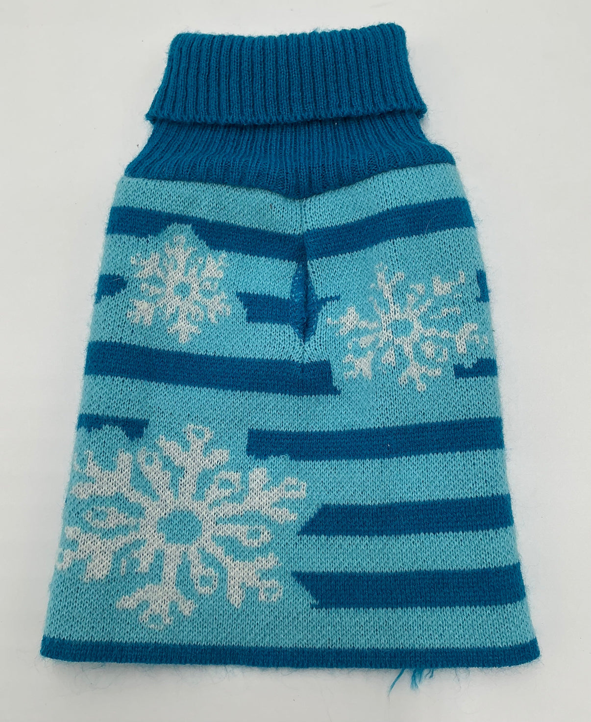 Cozy Blue Striped Snowflake Dog Sweater- Small- Blue Indiana Pet Supply