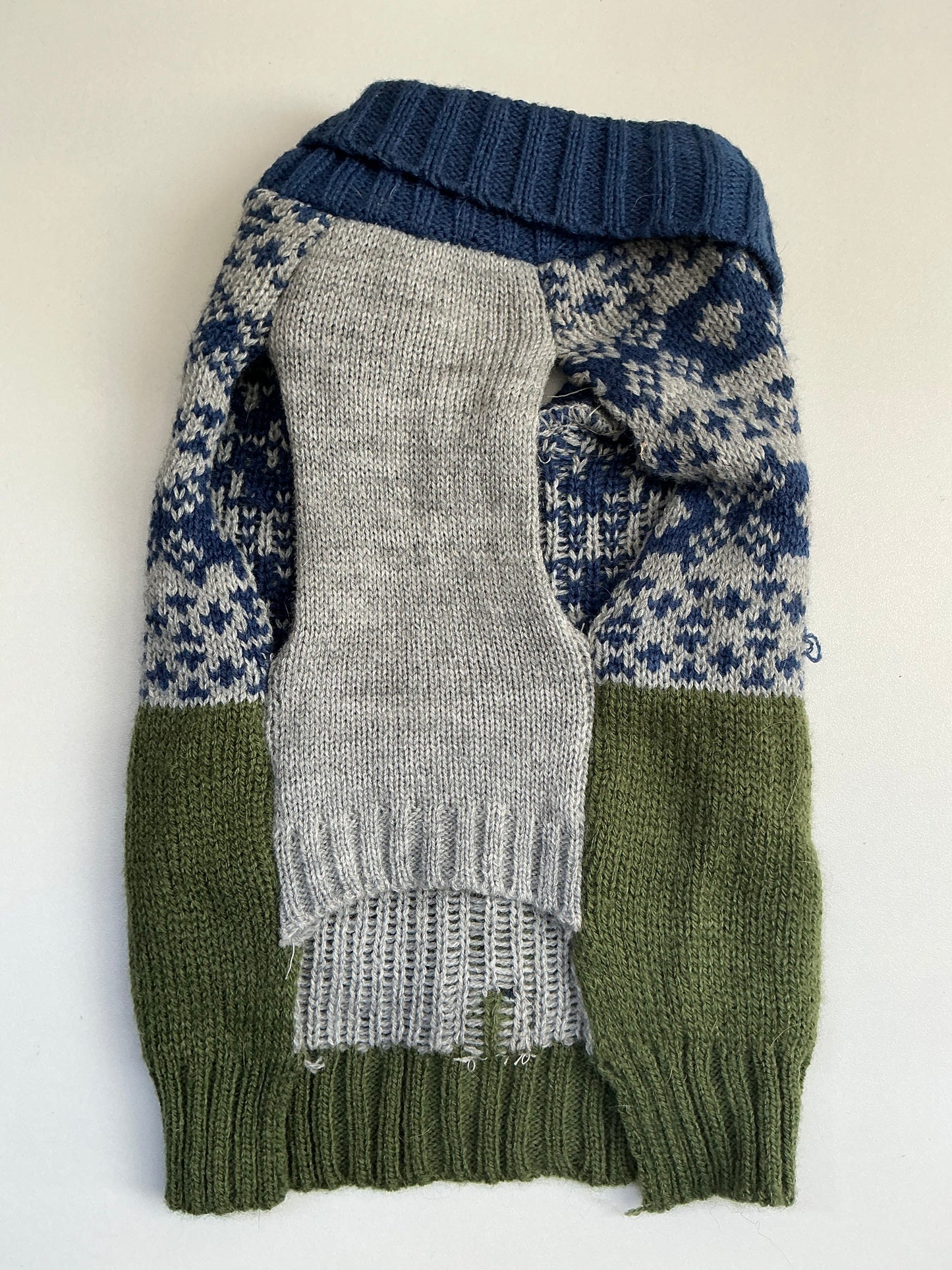 Green and Blue Knit Sweater Small
