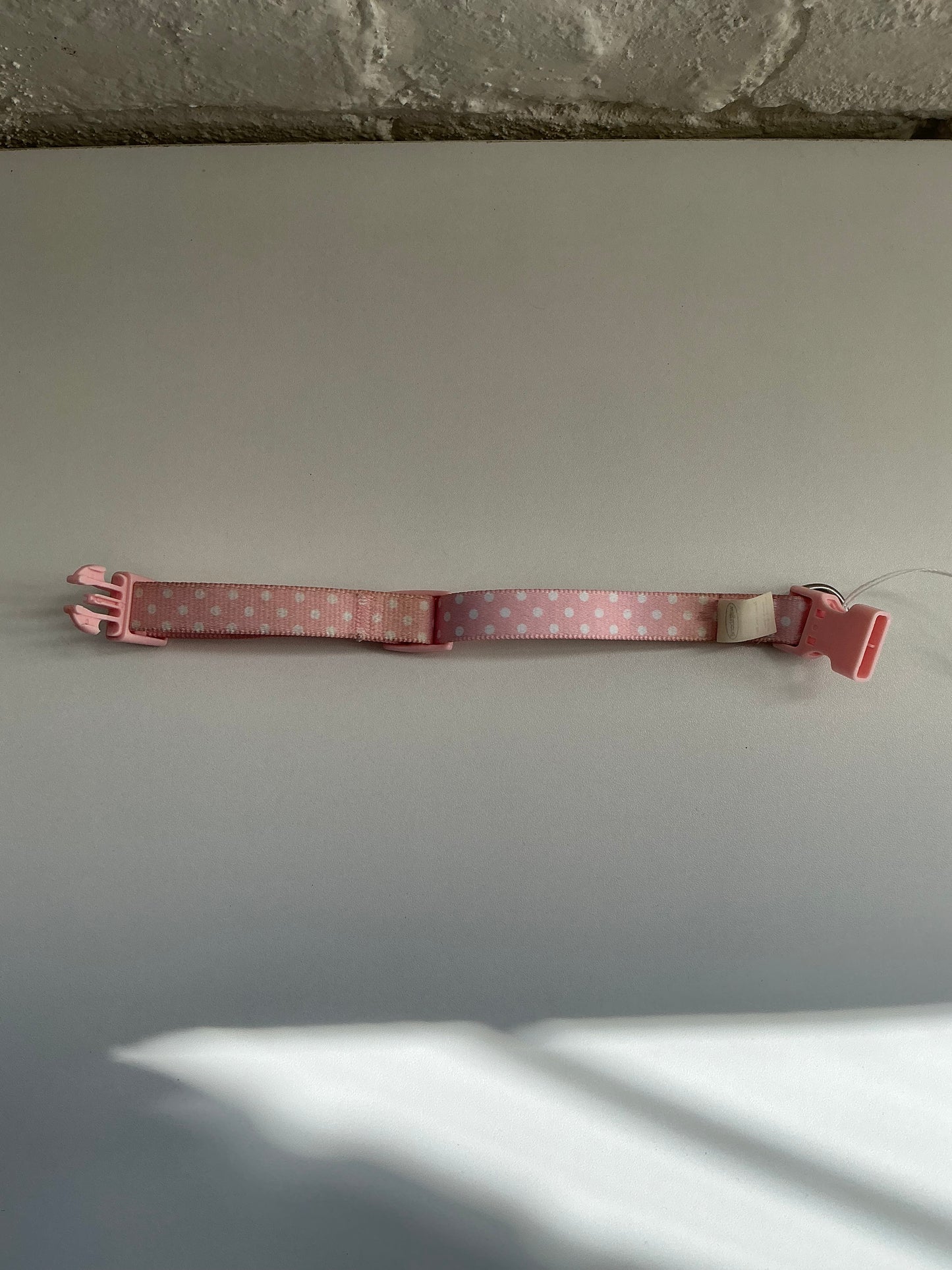 White and Pink Polka Dot Collar Small