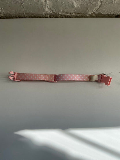 White and Pink Polka Dot Collar Small