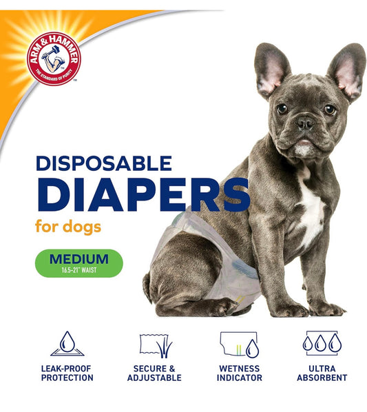 Arm & Hammer Disposable Dog Diapers- 12ct, MD (OPEN PACKAGE)