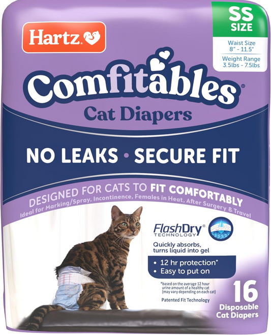 Hartz Comfitables Cat Diapers, Size XS 16 Count