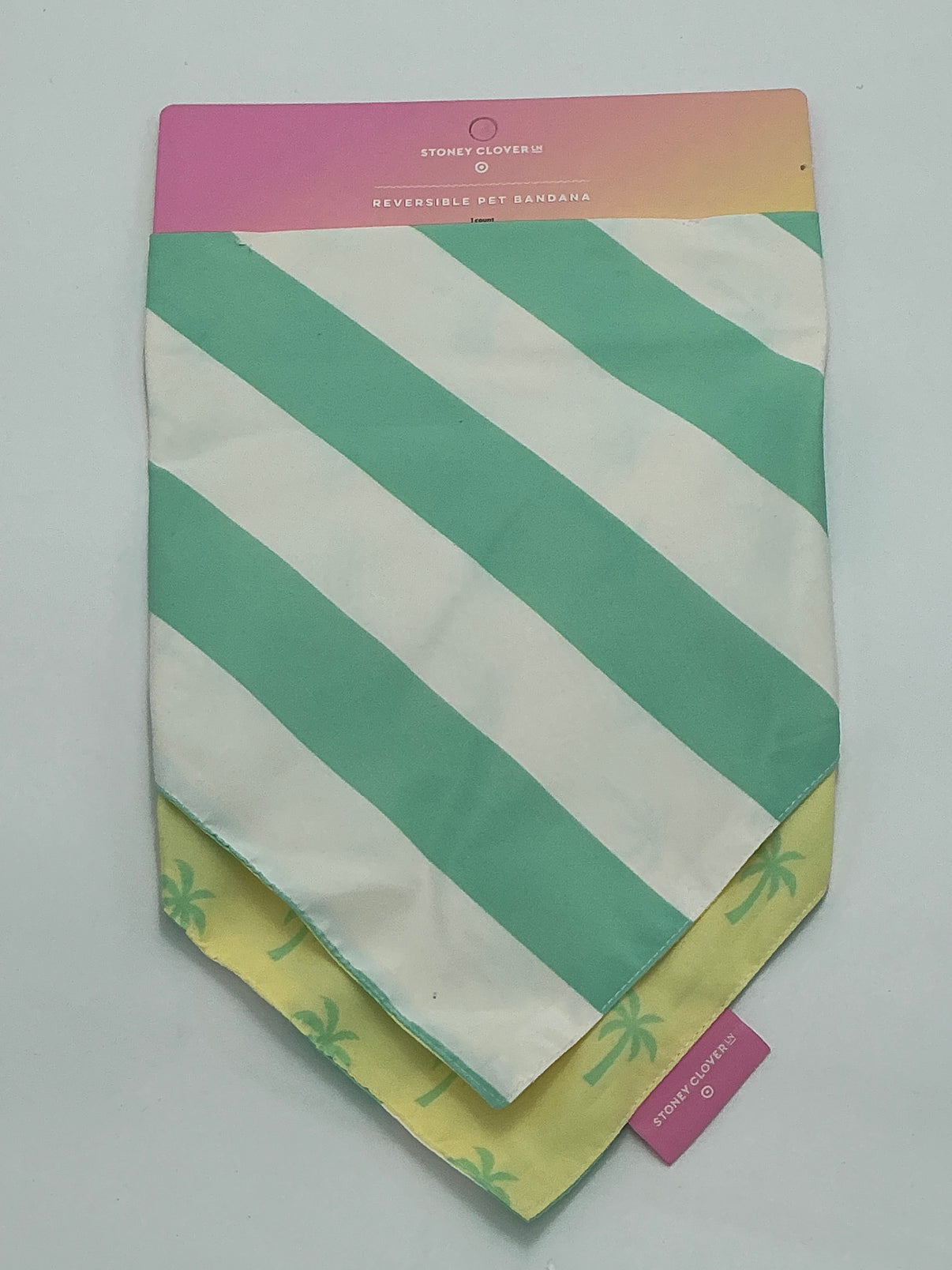 Stoney Clover Lane x Target: Reversible Pet Bandana Set- Mint Stripe & Palm Indiana Pet Supply