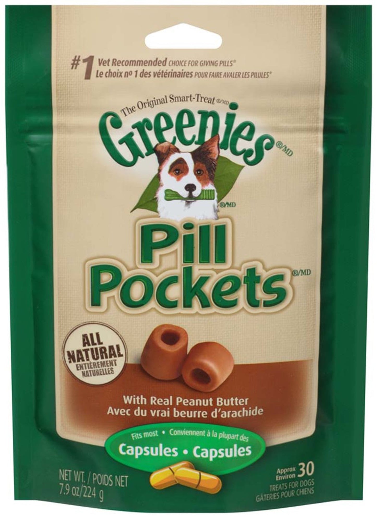 Greenies Pill Pockets for Capsules Peanut Butter 30 ct, 7.9 oz