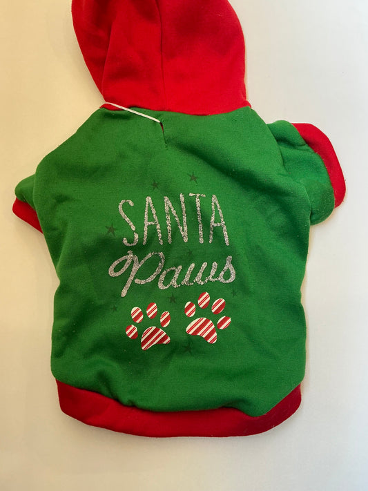 Red and Green "Santa Paws" Hoodie - Medium